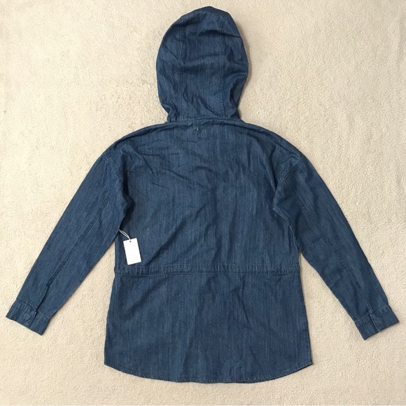 SOLD Forever 21 Denim Hoodie Jacket Oversized Parka Blue Pit to Pit 21” Size XS - Picture 11 of 16